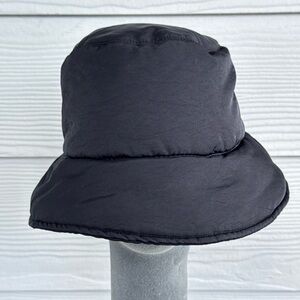 ZARA Black Puffer Bucket Hat Water Repellent Quilted Nylon Size S NWT